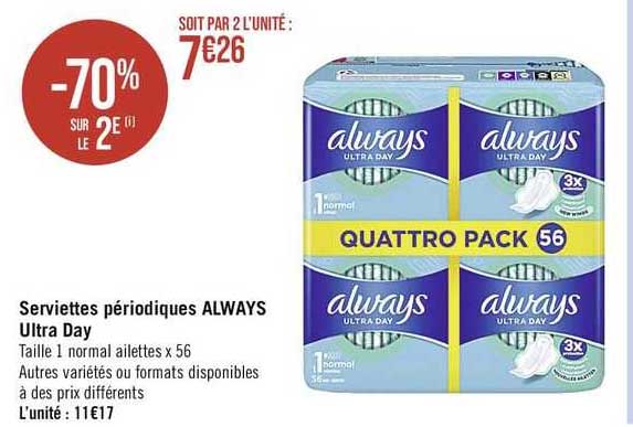 serviettes pétiodique alway ultra day