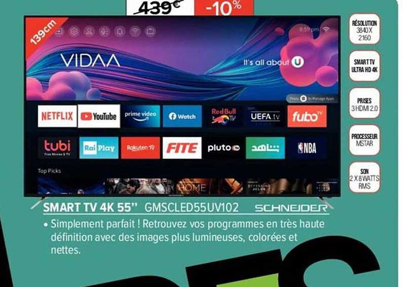 Smart Tv 4k 55" Schneider
