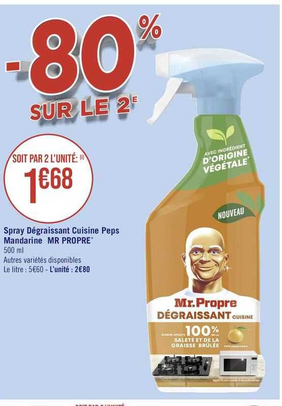spray dégraissant cuisine peps mandarine mr propre