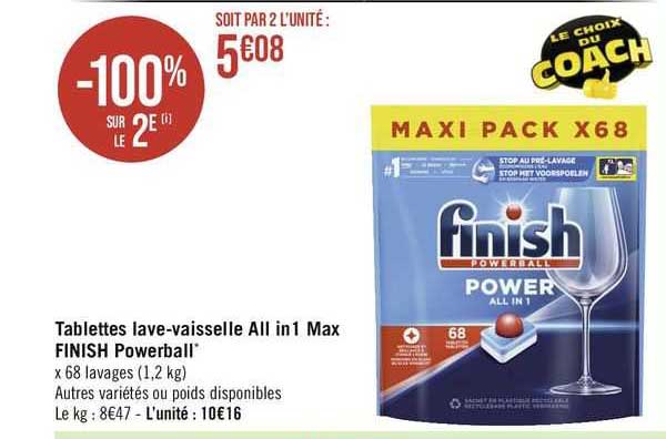 tablettes lave-vaisselle all in 1 max finish powerball