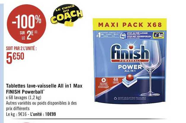 tablettes lave-vaisselle all in 1 max finish powerball