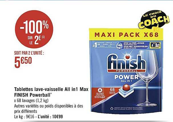 tablettes lave-vaisselle all in 1 max finish powerball