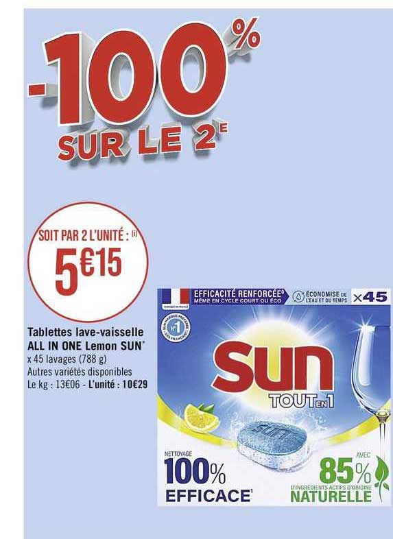 tablettes lave-vaisselle all in one lemon sun