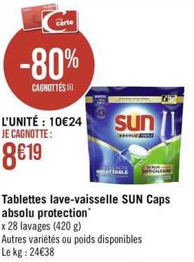 tablettes lave-vaisselle sun caps absolu protection