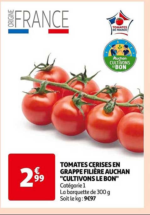 Tomates Cerises En Grappe Filière Auchan "cultivons Le Bon"