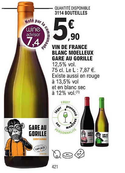 vin de france blanc moelleux gare au gorille