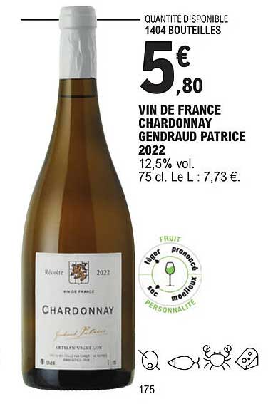vin de france chardonnay gendraud patrice 2022