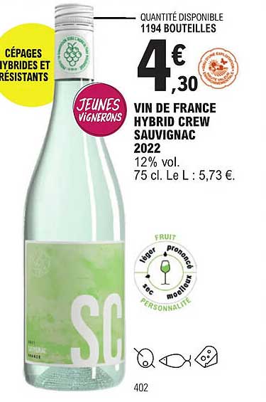 vin de france hybrid crew sauvignac 2022
