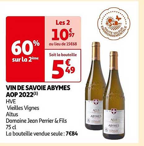 vin de savoie abymes aop 2022 hve vieilles vignes altus domaine jean perrier & fils