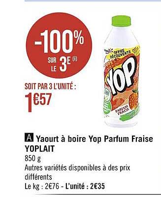 Yaourt à Boire Yop Parfum Fraise Yoplait