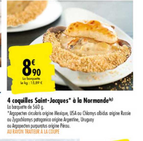 4 coquilles saint jacques à la normandie