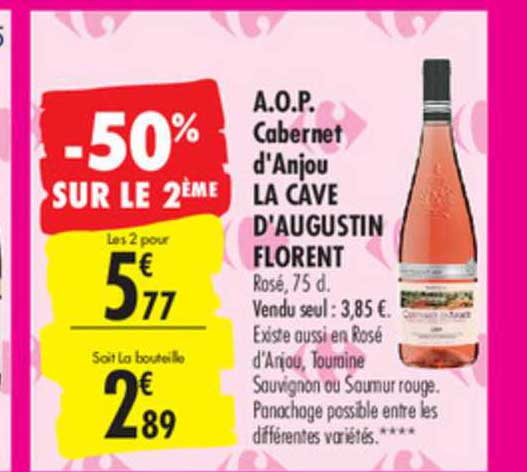 a.o.p. cabernet d'anjou la cave d'augustin florent -50% sur le 2ème