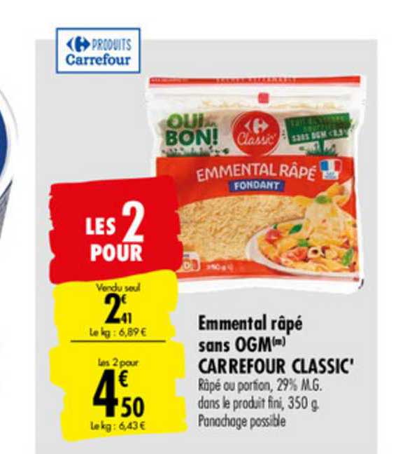emmental râpé sans ogm carrefour classic'
