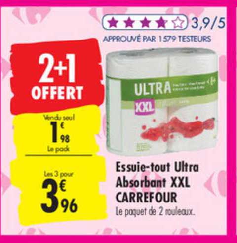 essuie tout ultra absorbant xxl carrefour 2+1 offert