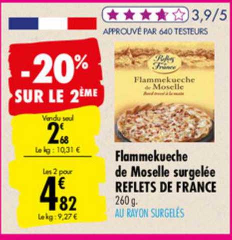 flammekueche de moselle surgelée reflets de france -20% sur le 2ème