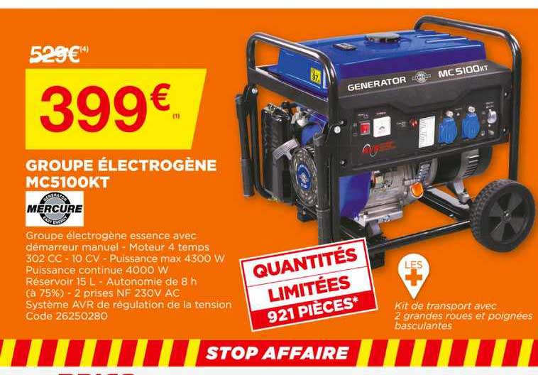 groupe électrogène mc5100kt mercure