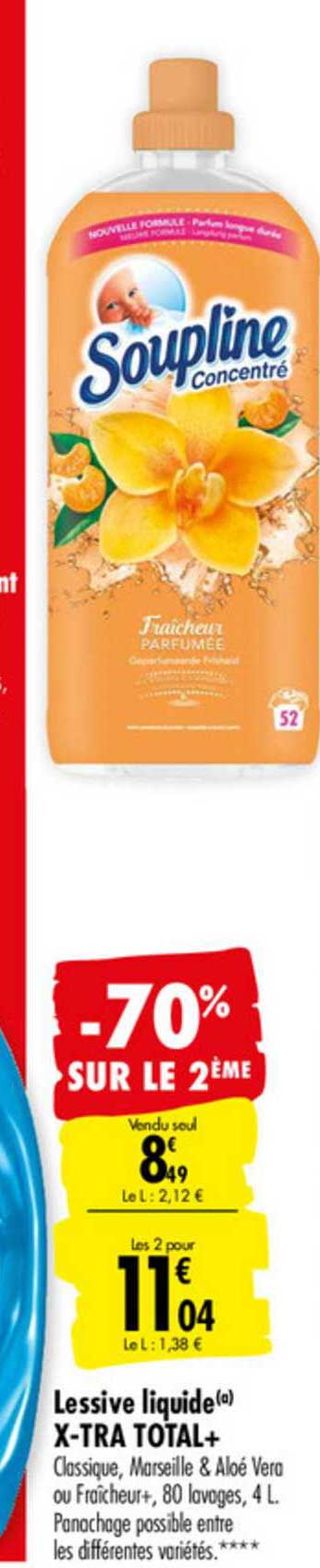 lessive liquide x tra total+ -70% sur le 2ème