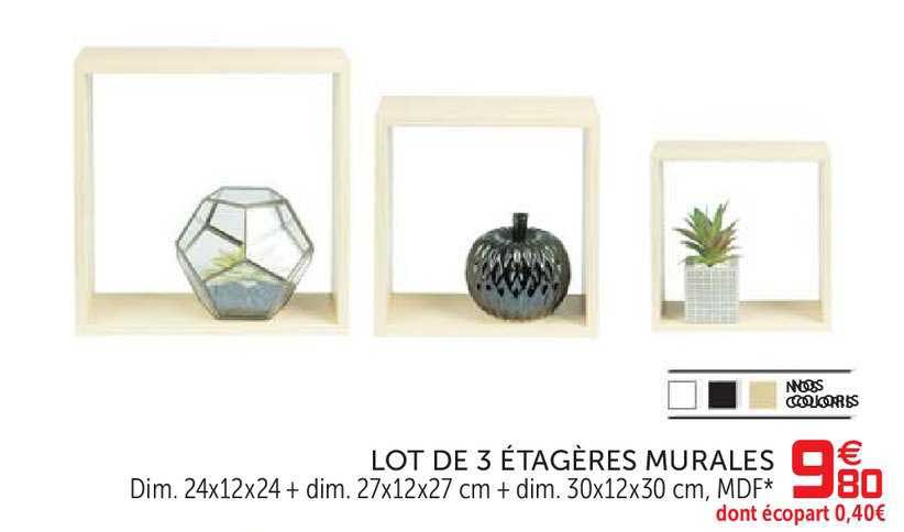 lot de 3 étagères murales