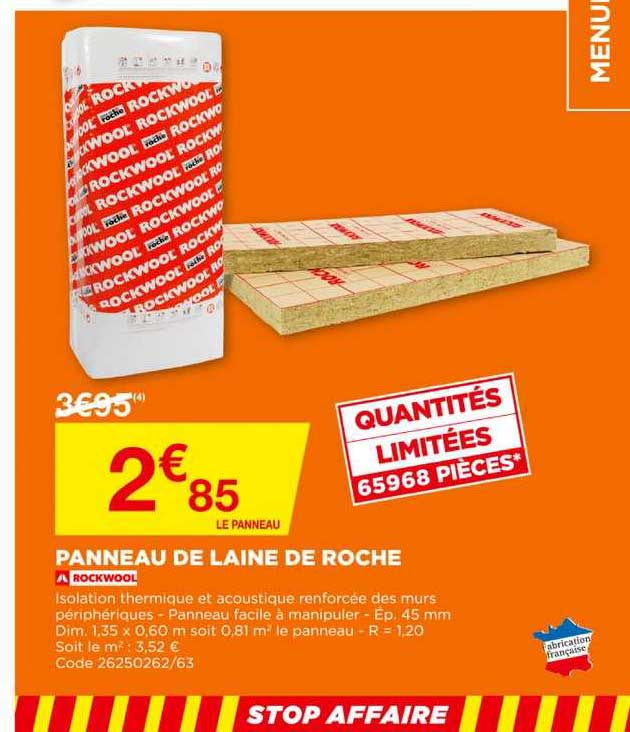 panneau de laine de roche rockwool