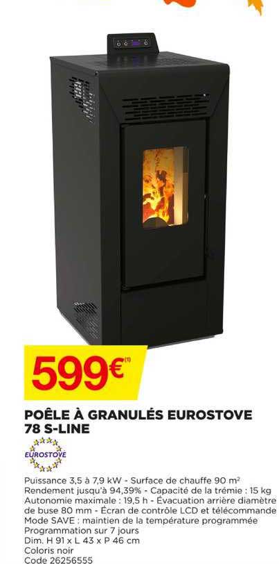 poêle à granulés eurostove 78 s line