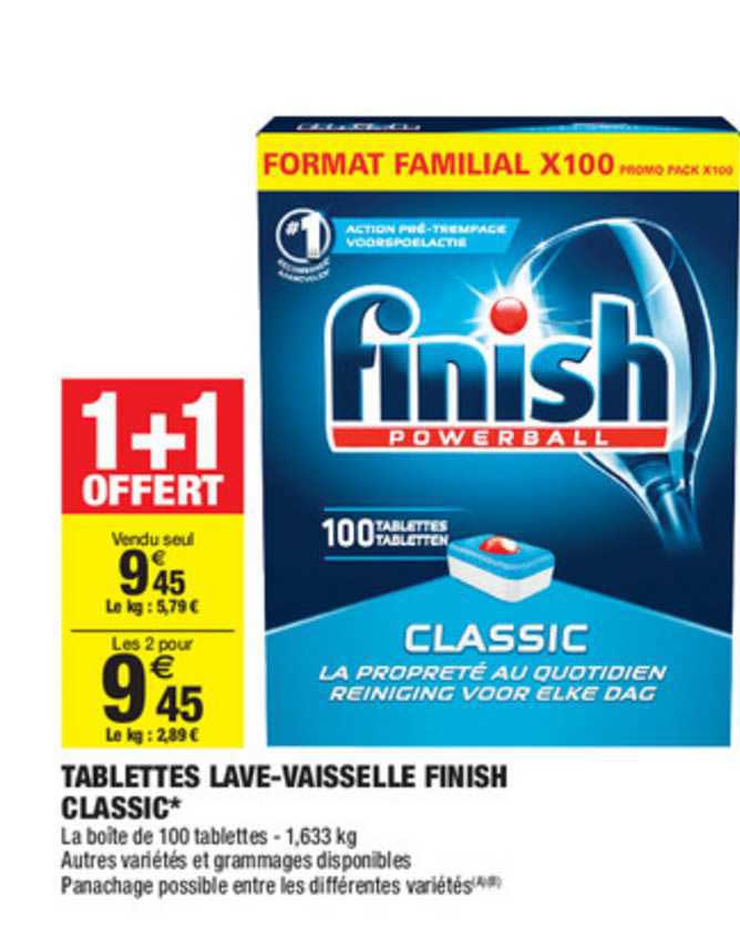 tablettes lave vaisselle finish classic 1+1 offert