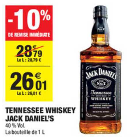 tennesse whiskey jack daniel's -10% de remise immédiate