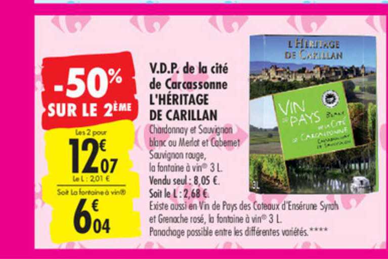 v.d.p. de la cité de carcassonne l'héritage de carillan -50% sur le 2ème