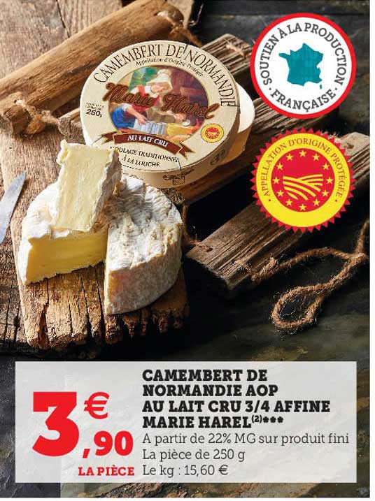 Camembert De Normandie Aop Au Lait Cru 3-4 Affine Marie Harel