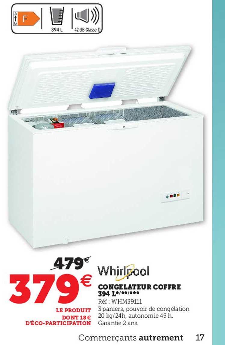 Congélateur Coffre 394 L Whirlpool