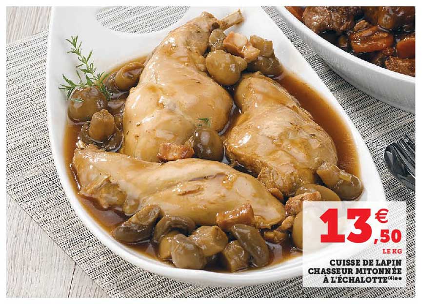 cuisse de lapin chasseur mitonnée à l'échalotte