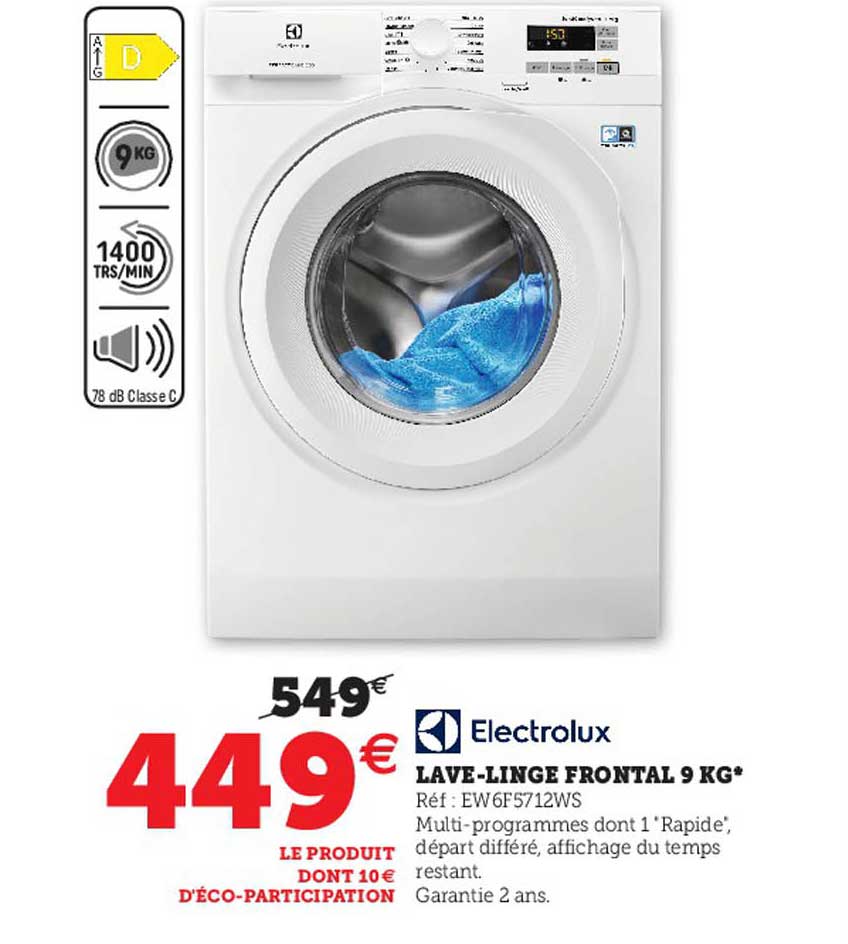 electrolux lave-linge frontal 9 kg