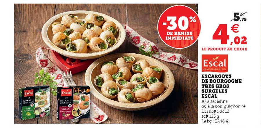 escargots de bourgogne très gros surgelés escal