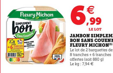 jambon simplement bon sans couenne fleury michon