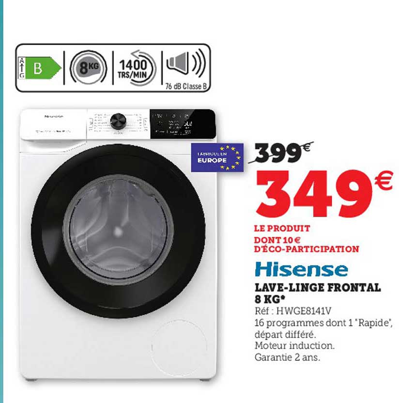 lave-linge frontal 8 kg hisense