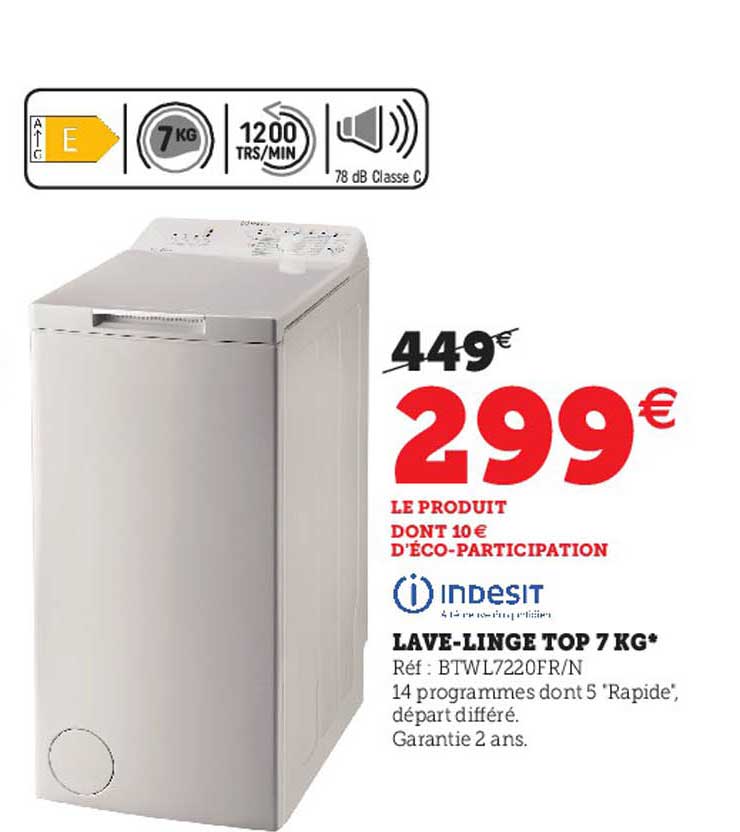 lave-linge top 7 kg indesit