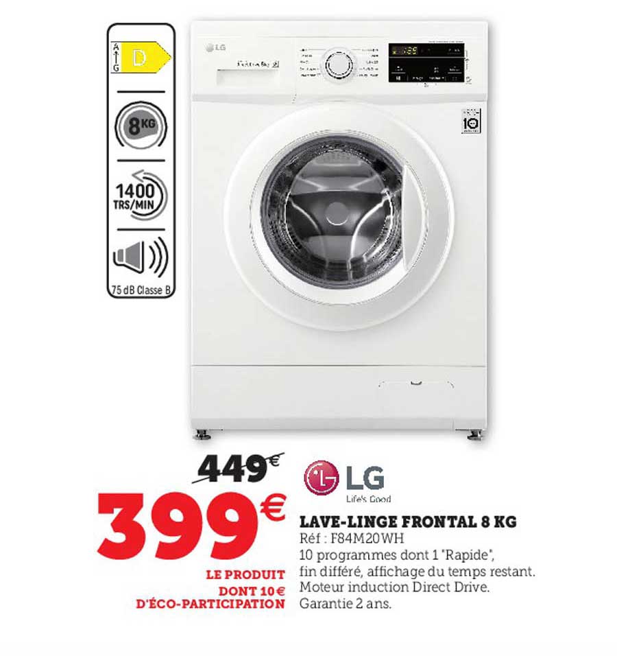 lg lave-linge frontal 8 kg