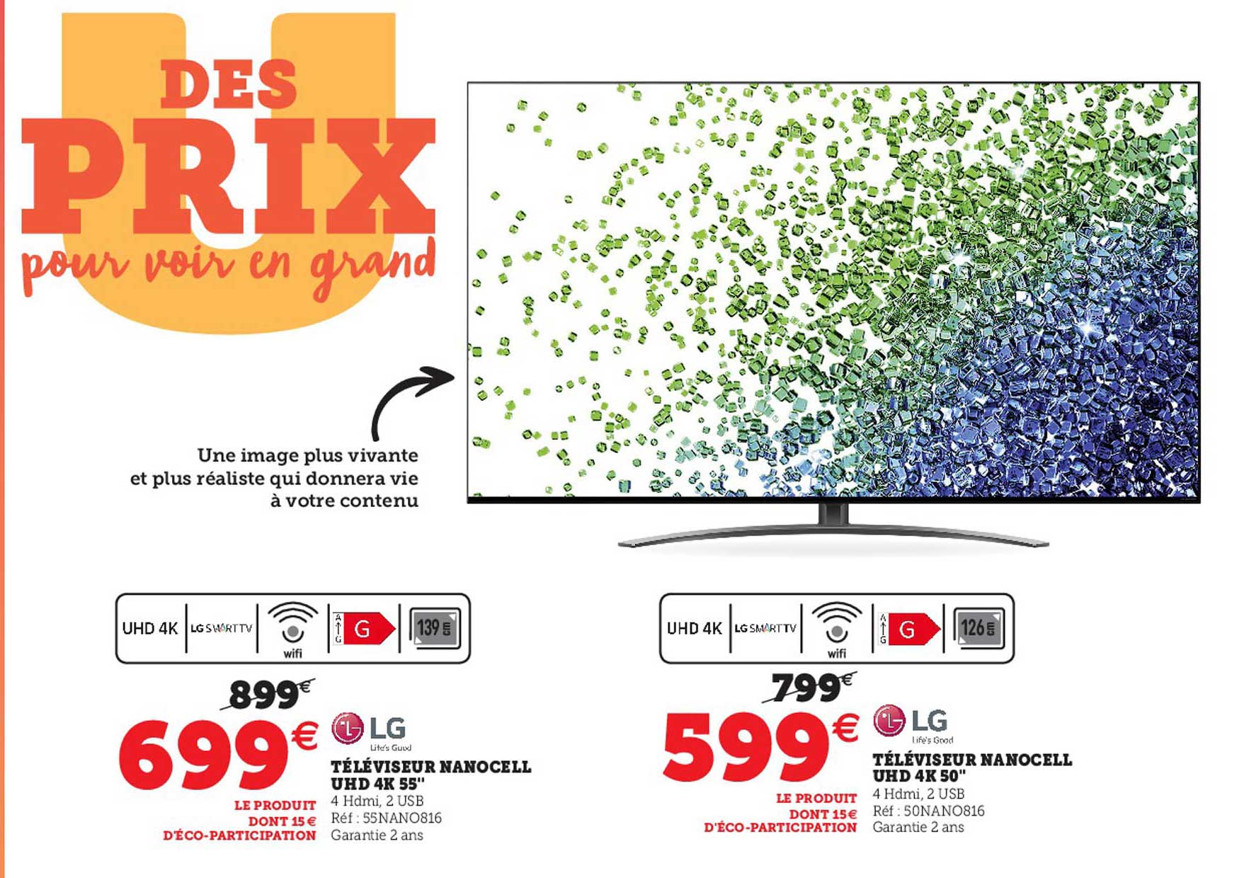 Lg Téléviseur Nanocell Uhd 4k 55" Lg Téléviseur Noncell Uhd 4k 50"