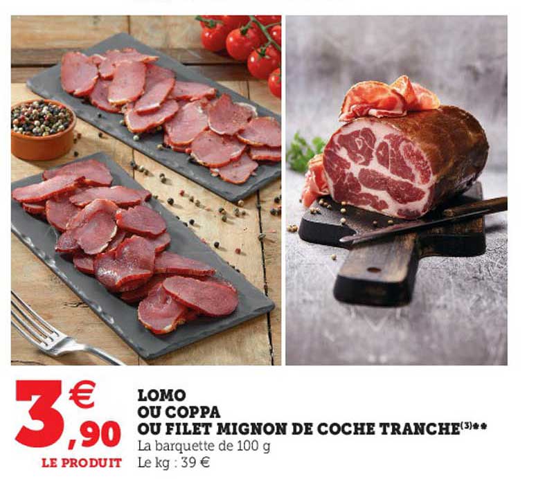 Lomo Ou Coppa Ou Filet Migon De Coche Tranché