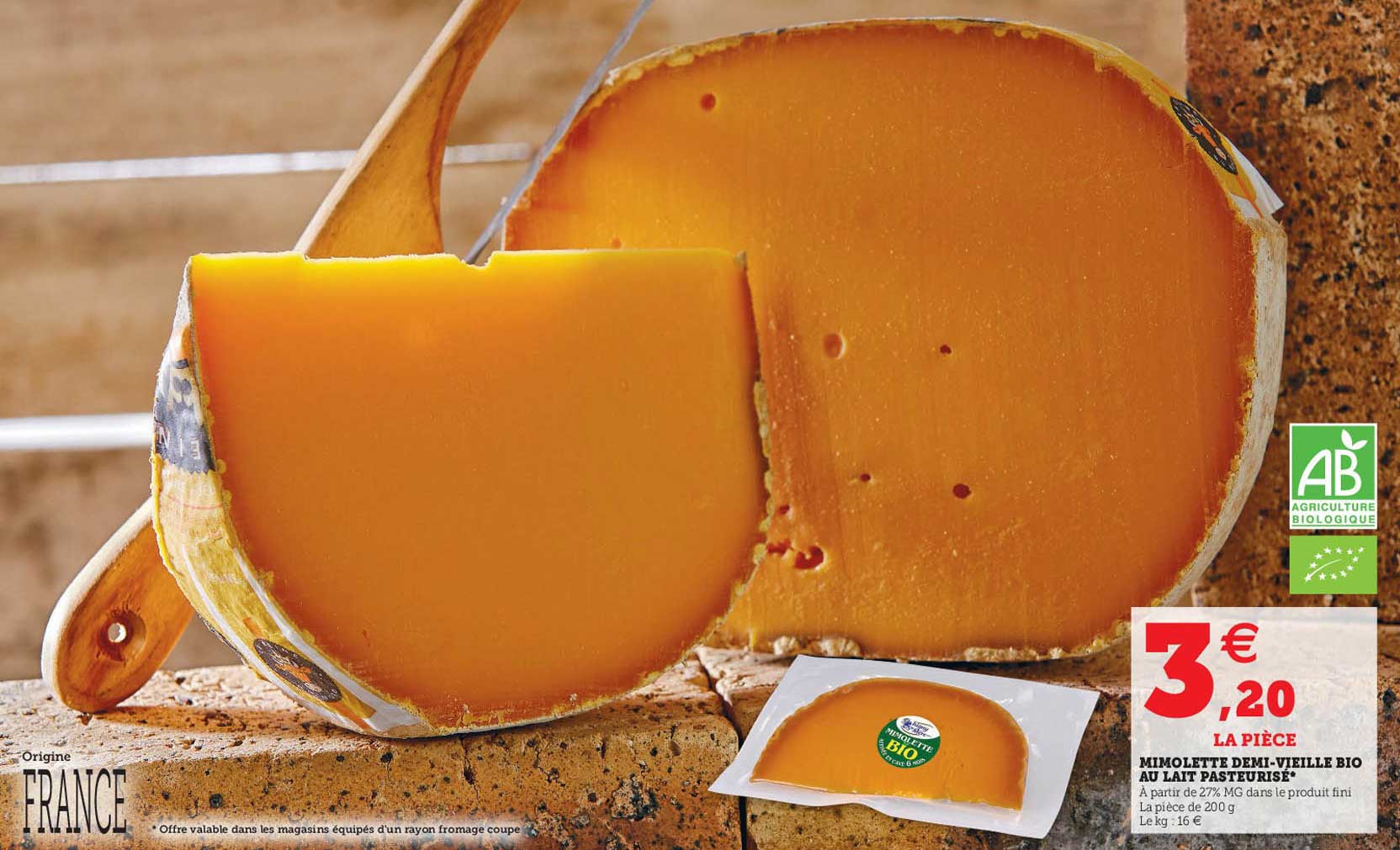 Mimolette Demi-vieille Bio Au Lait Pasteurisé