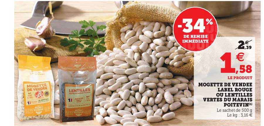 mogette de vendée label rouge ou lentilles vertes du marais poitevin