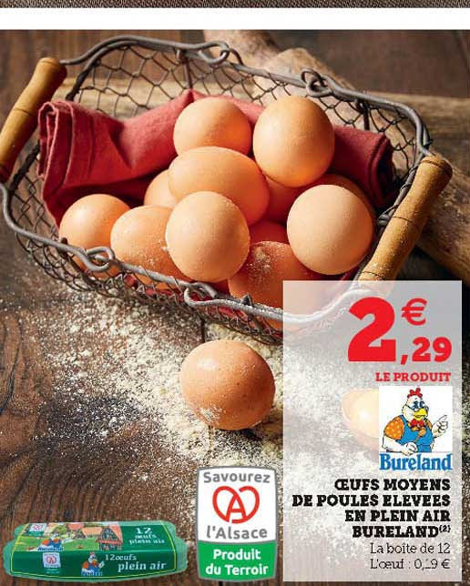 oeufs moyens de poules élevées en plein air bureland