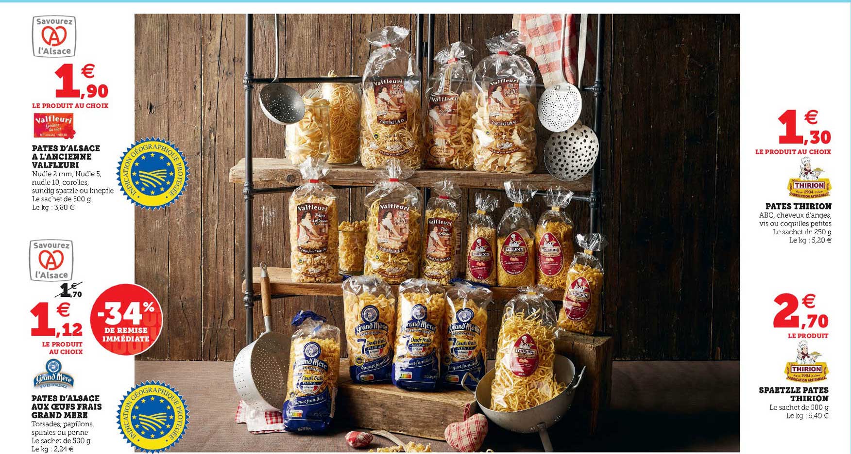 pâtes d'alsace à l'ancienne valfleuri, pâtes d'alsace aux oeufs frais grand mère, pâtes thirion, spaetzle pâtes thirion