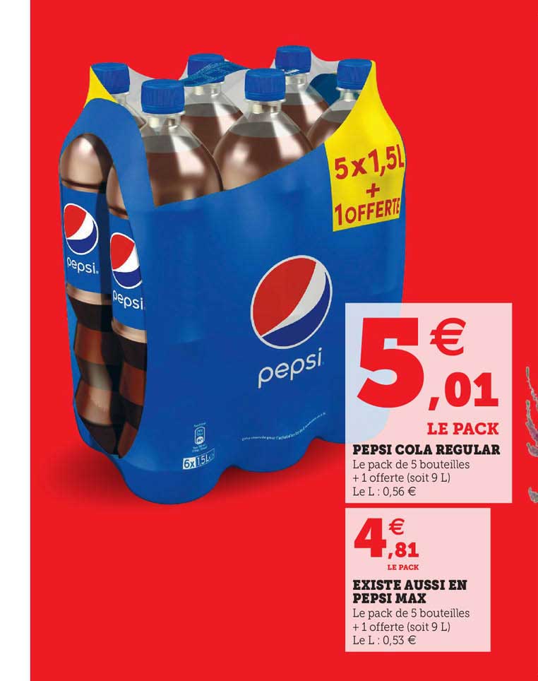 pepsi cola regular, existe aussi en pepsi max