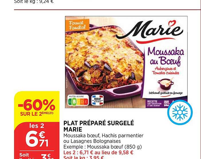 Plat Préparé Surgelé Marie