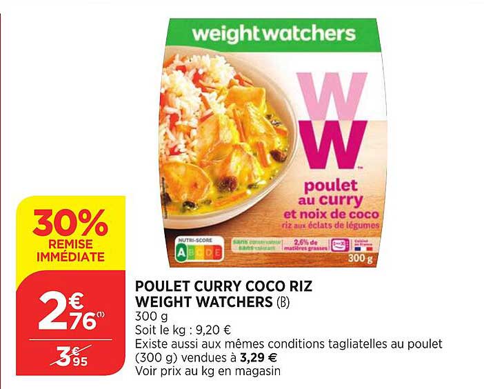 poulet curry coco riz weight watchers