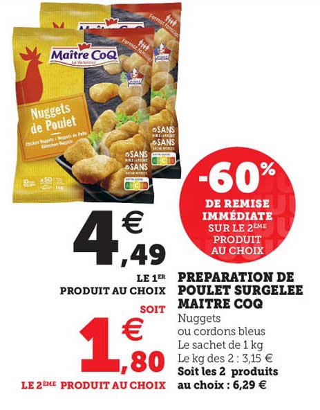 préparation de poulet surgelée maître coq