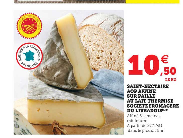 saint-nectaire aop affiné sur paille au lait thermisé société fromagère du livradois