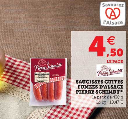 saucisses cuites fumées d'alsace pierre schmidt