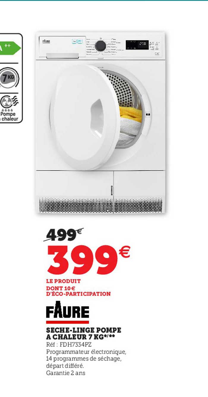 sèche-linge pompe à chaleur 7 kg faure