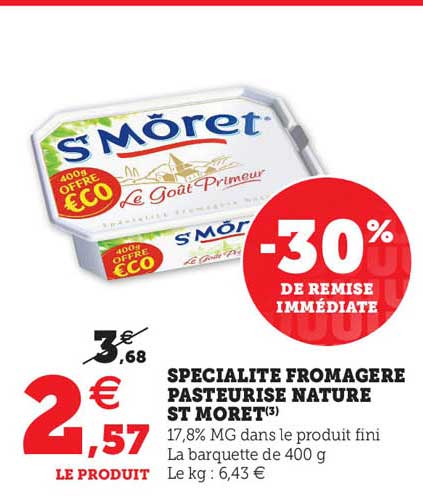spécialité fromagère pasteurisé nature st môret